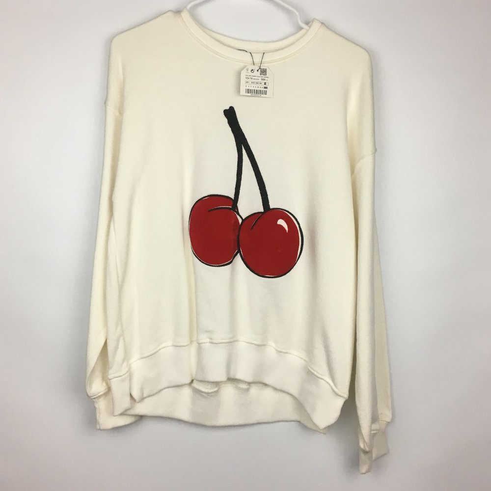 Zara Girls Cherries Embroidered Sweater New w Tags